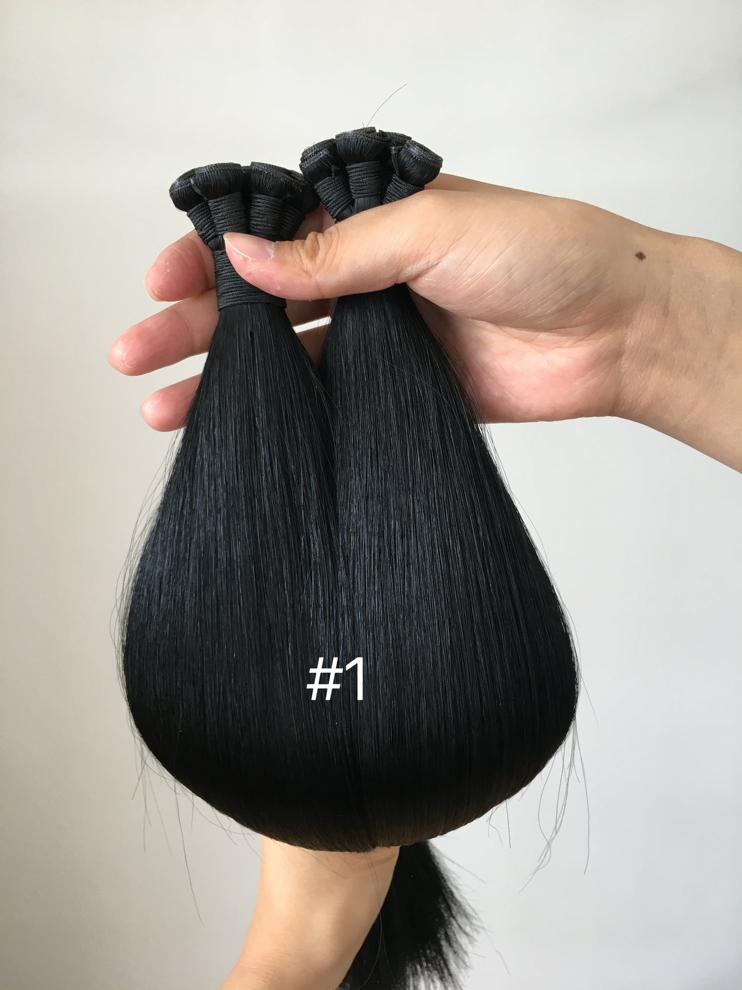 22inch 100g 5 wefts #1 Jet Black Genius Wefts In Stocks 100% Human Hair Double Drawn No Tangle No Shed Cuticle Intact