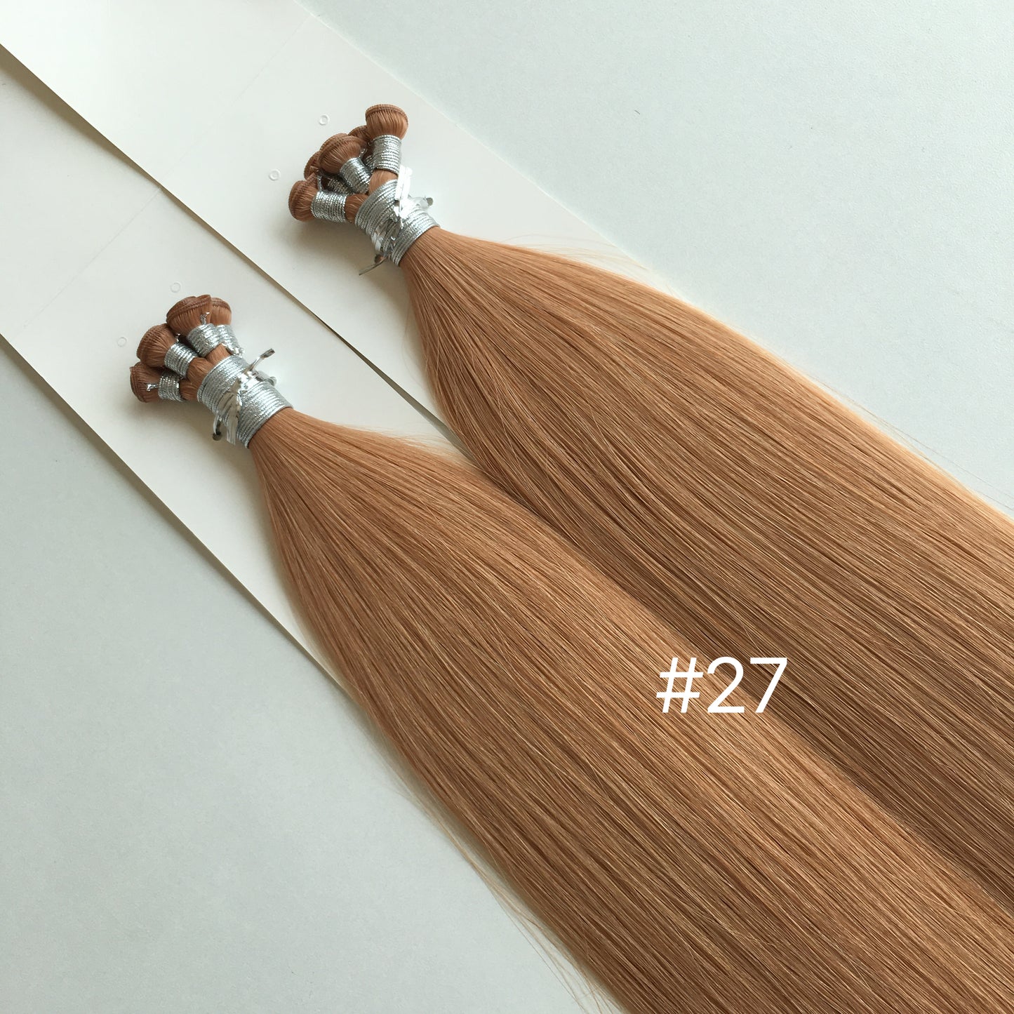 22inch 100g/5 wefts #27 Caramel Blonde Honey Light Golden Brown Genius Wefts In Stocks Double Drawn Hair Extensions Russian Hair