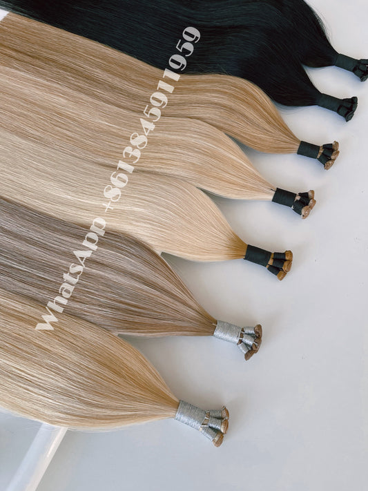 Customized Order 14A Grade Wavy Curly Hair Genius Wefts Machine Wefts Hand Tied Wefts Tape in hair extensions Contact WhatsApp +8613845911959