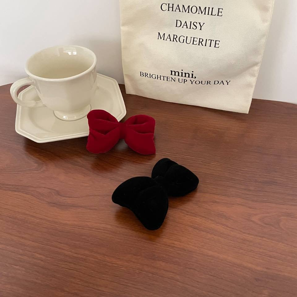 Three-dimensional velvet bow hair clip temperament bangs side clip all-match hair accessories