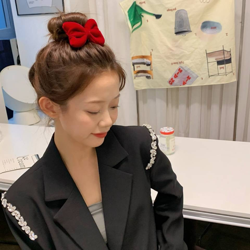 Three-dimensional velvet bow hair clip temperament bangs side clip all-match hair accessories