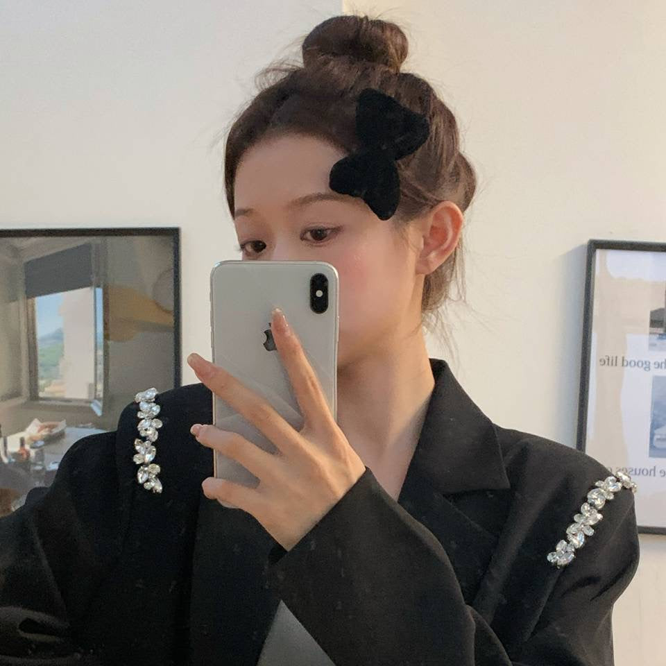 Three-dimensional velvet bow hair clip temperament bangs side clip all-match hair accessories