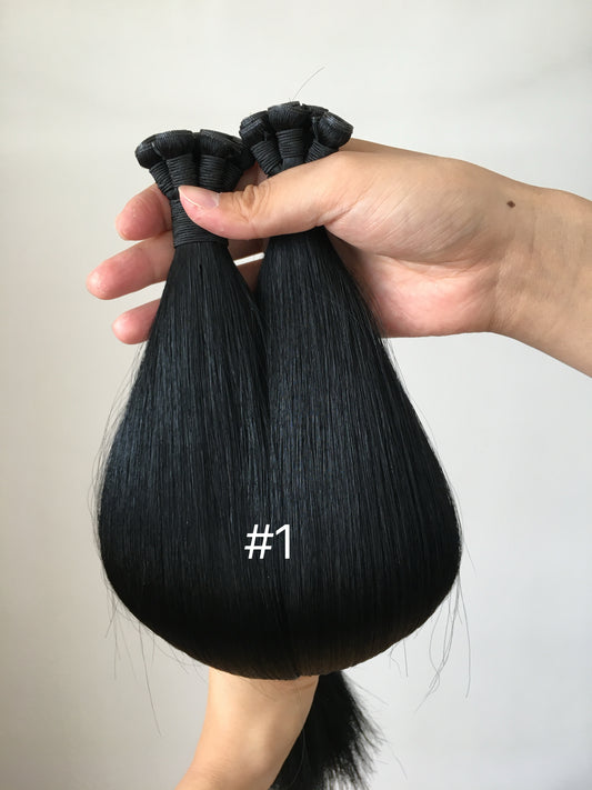 22inch 100g 5 wefts #1 Jet Black Genius Wefts In Stocks 100% Human Hair Double Drawn No Tangle No Shed Cuticle Intact