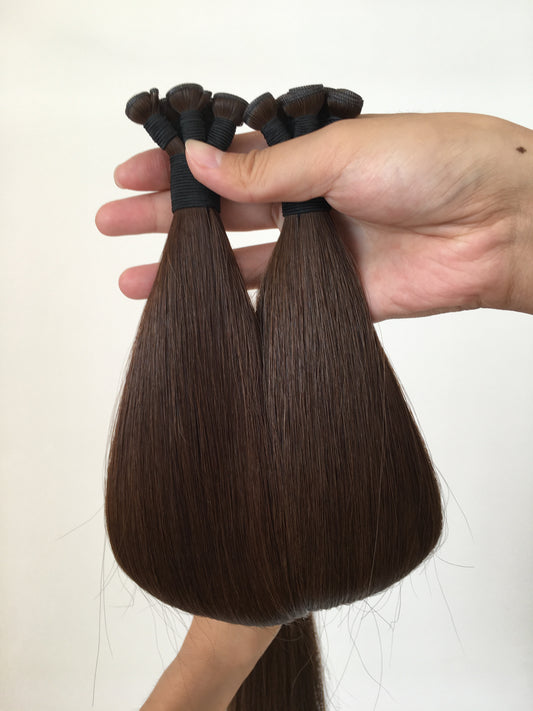 22inch 100g 5 wefts #4 Chocolate Brown Genius Wefts In Stocks 100% Human Hair Double Drawn No Tangle No Shed Cuticle Intact