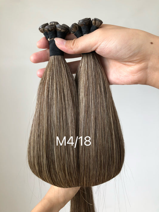 Genius Wefts 100g 22inch M4/18 Mocha Brown Natural Mixed Color J tied wefts In Stocks Russian Hair Extensions Ready to Ship