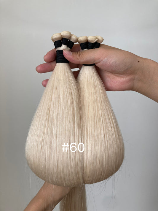 Genius Wefts 22inch 100g 5 wefts #60 Beige Blonde Pure Blonde In Stocks 100% Human Hair Double Drawn Natural Straight Hair Extensions Pro