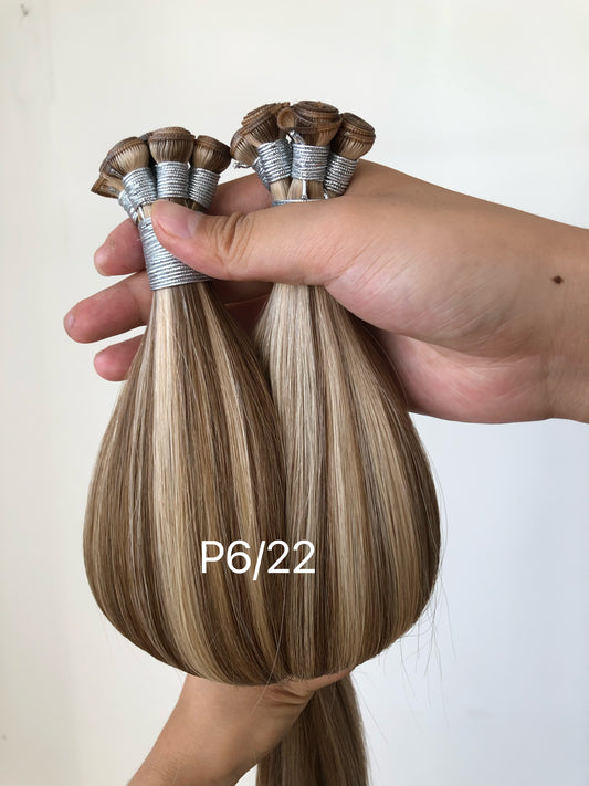 22inch 100g 5 wefts P6/22 Caramel Crunch Highlights Genius Wefts In Stocks 100% Human Hair Double Drawn No Tangle No Shed Cuticle Intact
