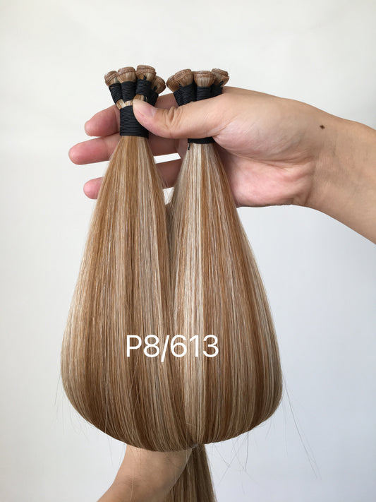 Genius Wefts 100g/5 wefts 22inch P8/613 Vanilla Latte Hybrid Blend In Stocks Russian Hair Extensions Ready to Ship