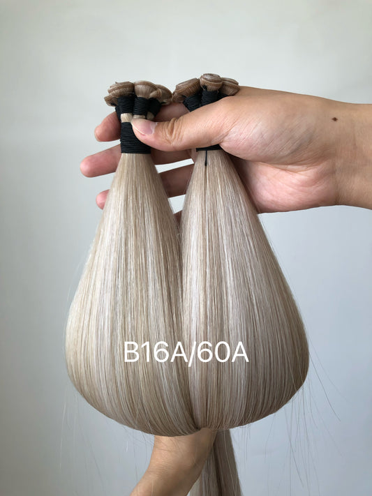 Genius Wefts 100g 22inch B16A/60A In Stocks Rooted Ash Blonde Dimensional Platinum Blonde Genius Wefts No Shedding No Tangle Russian Hair Extensions
