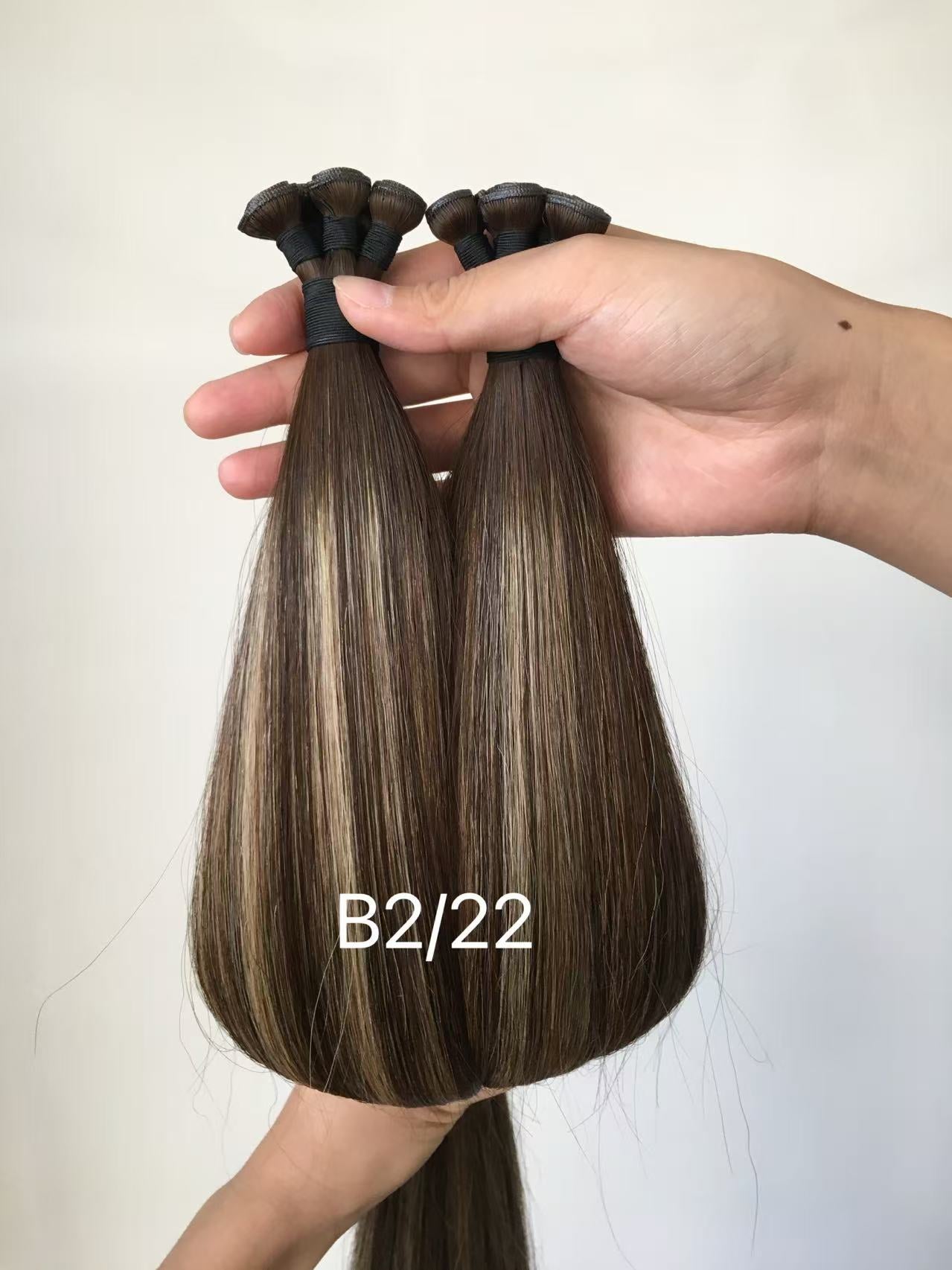 22inch 100g 5 wefts B2/22 Medium Brown with Blonde Highlights Balayage Genius Wefts In Stocks 100% Human Hair Double Drawn No Tangle No Shed Cuticle Intact