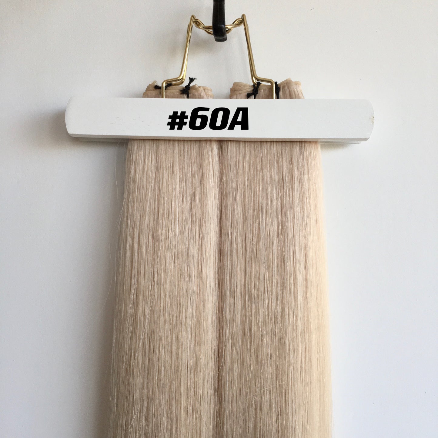 100g comes in 2 wefts #60A Platinum Blonde Hot Sale Invisible Hand Tied Weft Hair, Russian Double Drawn Virgin Hand Sewn Weft Hair Extensions