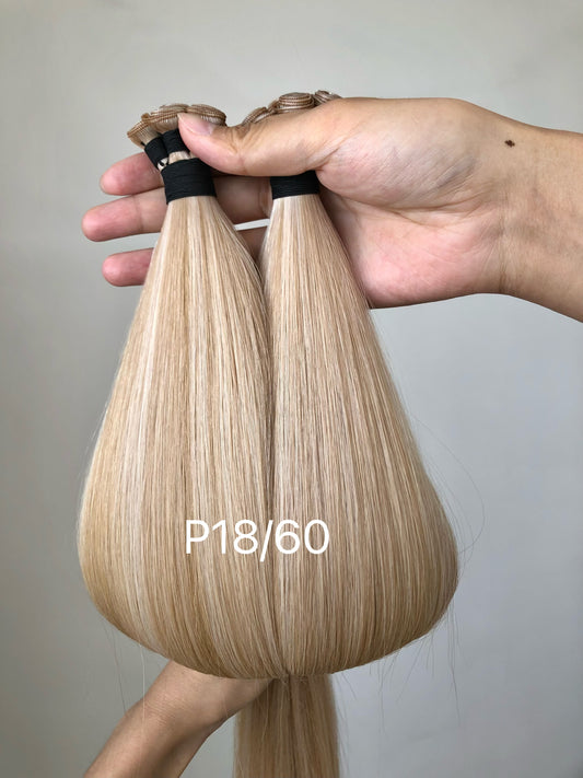 Ready to Ship 22inch 100g 5 wefts P18/60 Golden Blonde Honey Blonde Invisible Genius Wefts Russian Hair