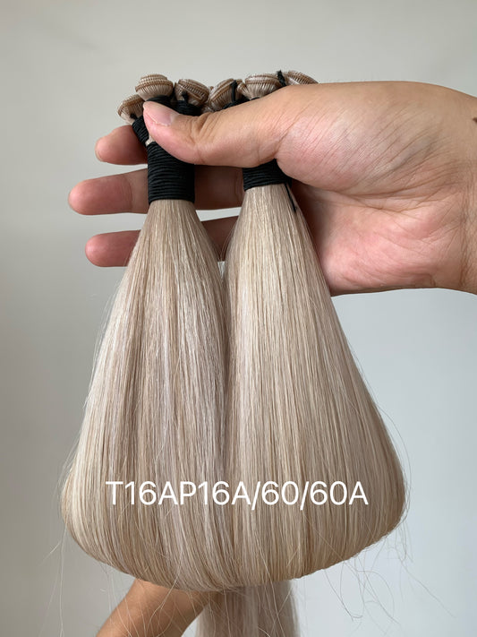 Genius Wefts 100g 22inch T16A P16A/60/60A In Stocks Rooted Ash Blonde Dimensional Platinum Blonde Genius Wefts No Shedding No Tangle Russian Hair Extension