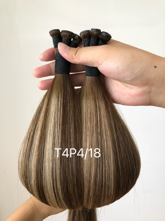 22inch 100g 5 wefts T4P4/18 Genius Wefts In Stocks 100% Human Hair Double Drawn No Tangle No Shed Cuticle Intact