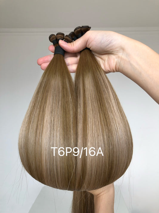 Ready to Ship 22inch 100g 5 wefts T6P9/16A Vanilla-latte Blend Genius Wefts Micro Wefts 100% Human Hair