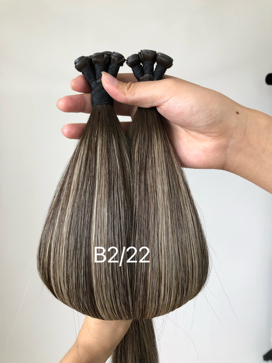 Genius Wefts 100g/5 wefts 22inch B2/22  Dark Brown mixed with Light Blonde In Stocks Russian Hair Extensions Ready to Ship
