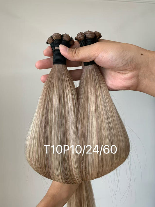 Genius Wefts 100g 22inch T10P10/24/60 Champagne Blonde Beige Blonde In Stocks Sun- Kissed Neutral Russian Hair Extensions