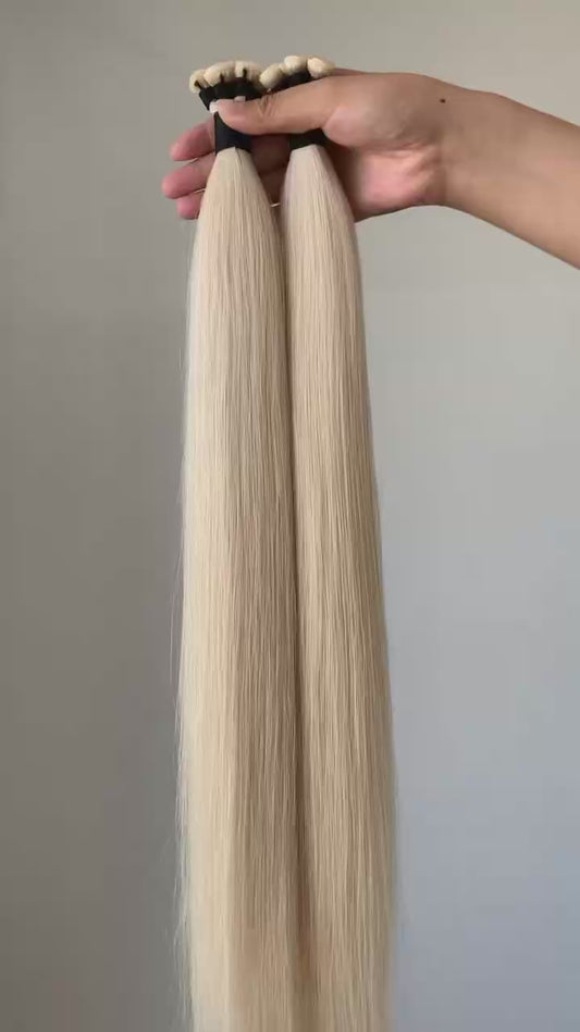 Ready to Ship Genius Wefts 22inch 100g 5 wefts #60 Beige Blonde Pure Blonde Double Drawn Healthy Human Hair