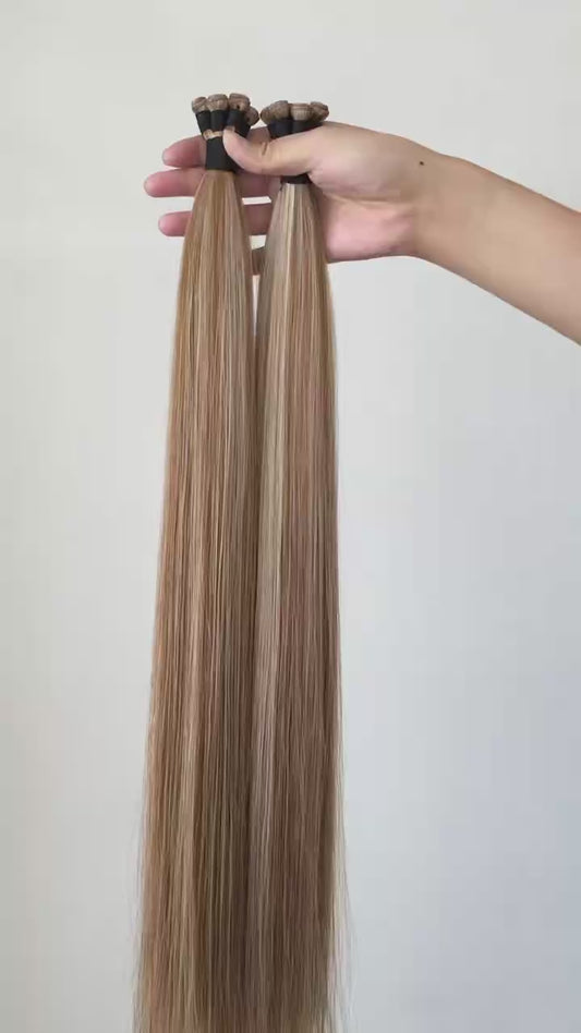 Ready to Ship Russian Hair Genius Wefts 100g/5 wefts 22inch P8/613 Vanilla Latte Hybrid Wefts Double Drawn