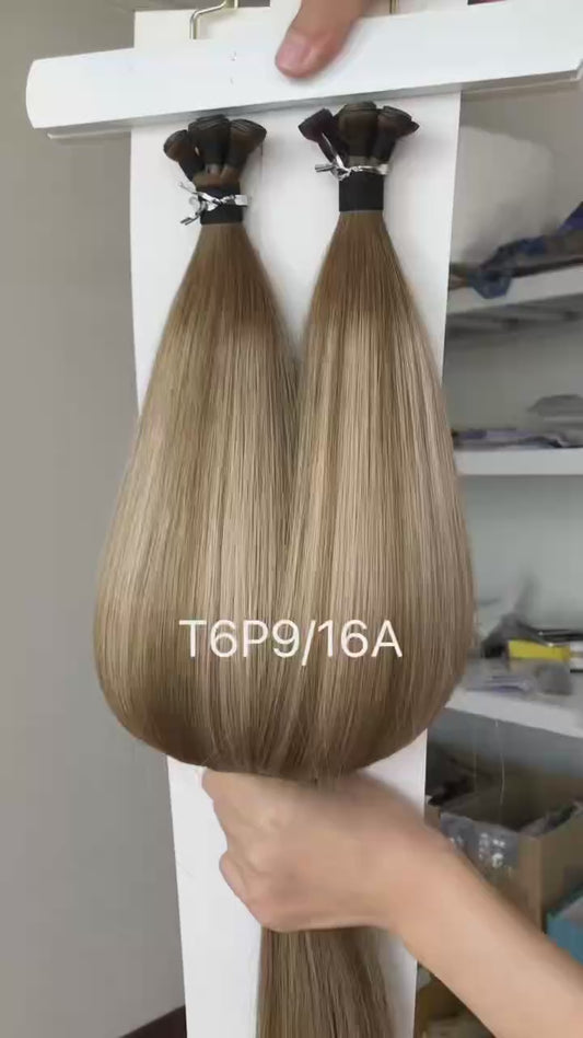 Ready to Ship 22inch 100g 5 wefts T6P9/16A Vanilla-latte Blend Genius Wefts Micro Wefts 100% Human Hair