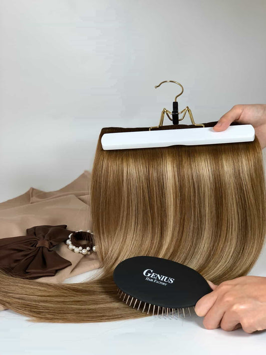 Volume Weft Genius Hair Professional -- Flex Wefts Pearl Blonde Sew in Double Drawn Russian Hair with Cuticle Intact