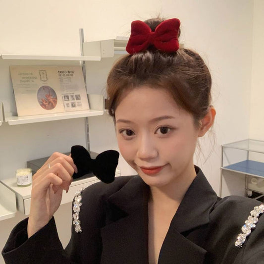 Three-dimensional velvet bow hair clip temperament bangs side clip all-match hair accessories