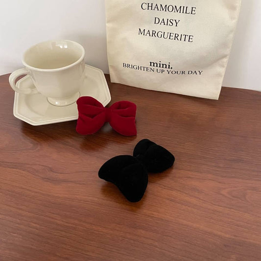 Three-dimensional velvet bow hair clip temperament bangs side clip all-match hair accessories